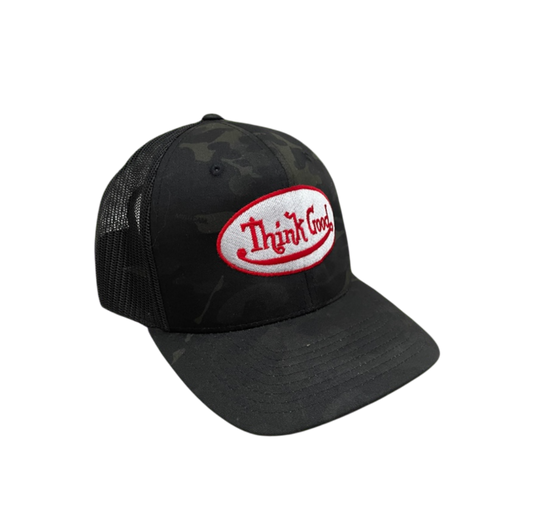 Black Camo "Think Good" Trucker Hat